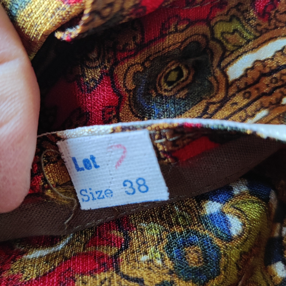 70s Paisley Shirt Women's 38 M Barry Ashley Disco Jewel Tones Psychedelic READ - Picture 16 of 16